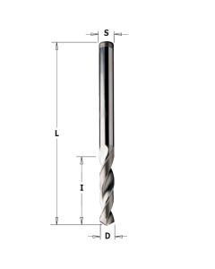 Solid Carbide Twist Drills "V" Point 120° Sharpening D 2mm I 25mm L 50mm LH S 2mm Sold As Each