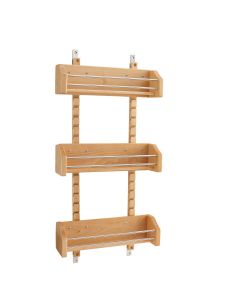 Adjustable Door Mount Spice Rack with 3 Bins for 18" Wall Cabinet Natural 4ASR-18