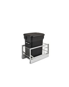 Single Waste Soft-close Aluminum Pullout Compo+ bin Black, SKU: 5349-15CKBK-1