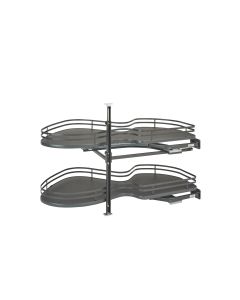 Orion Gray Right-Handed Two-Tier Organizer for Blind Corner Cabinets With 21" Opening, SKU: 5372-21-FOG-R