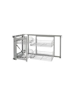 Non-Handed Soft-Close Organizer for Blind Corner Cabinets with 15" Opening Chrome, SKU: 5707-15CR