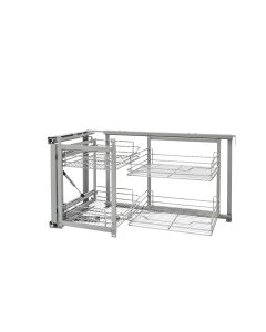 Non-Handed Soft-Close Organizer for Blind Corner Cabinets with 18" Opening Chrome, SKU: 5707-18CR