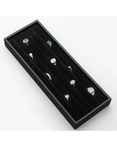 11 5/8" x 4 1/4" Velvet Ring Holder Insert Black CV-RING-1