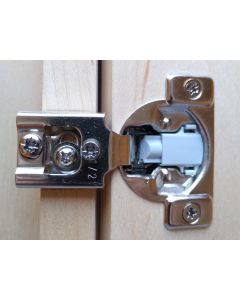 Soft Close, Compact , 1/2" Overlay, Face Frame Hinge, 105-degree opening, 7/16" cup depth, Press-in Dowel