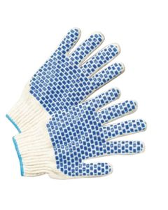 Radnor® Large Natural Heavy Weight Polyester/Cotton Ambidextrous String Gloves With Knit Wrist And Double Side PVC Block Coating