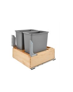 Double 30 Quart Bottom Mount Walnut Wood Waste Container with Rev-A-Motion Slides Orion Gray, SKU: 4WC-24DM2-SC