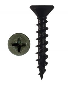 # 8-11 X 1" Phillips Flat Head With Nibs Under Head Coarse Thread Type17 Black Phosphate/Wax Screws Sold In Box 100