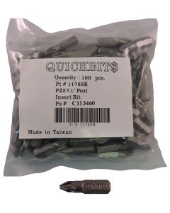 PZ2 X 1" Pozi Drive Insert Bit Sold In Each