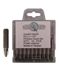 P2 X 1-1/2" Phillips Drive Power Bit  Sold In Box 10
