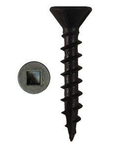 # 8-11 X 1" Square Flat Head With Nibs Under Head Coarse Thread Type17 Black Phosphate/Wax Screws Sold In Box 11000