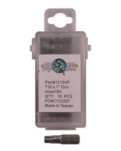 T30 X 1" Torx Drive Insert Bit Sold In Bag 10