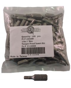 1/8 X 1" Hex Tamper Proof Insert Bit Sold In Each