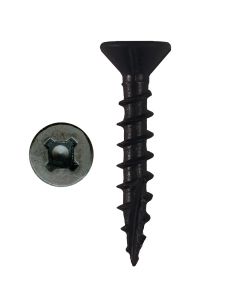 # 8-11 X 1" Square/Phillips Flat Head With Nibs Under Head Coarse Thread Type17 Black Phosphate/Wax Screws Sold In Box 11000