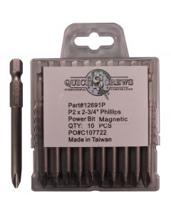 P2 X 2-3/4" Phillips Drive Magnetic Power Bit  Sold In Each