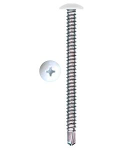 # 10-18 X 2 1/2" Phillips Head Truss Self Drill #3 Point Zinc Plated Screws (Heads Painted White) Sold In Box 500