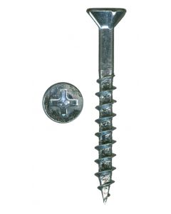 # 8-11 X 1 1/2" Phillips Flat Head With Nibs Under Head Coarse Thread Zinc Plated Screws Sold In Box 7000