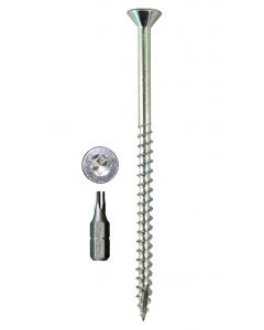 # 8-11 X 3" Torx Flat Head With Nibs under Head Coarse Thread Type 17 Zinc Plated Screws Includes 1 Free Torx Bit Sold In Box 2000