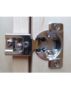 Self Close Compact, 1/2" Overlay, Face Frame Hinge, 105-degree opening, 7/16" cup depth, Wood screw mount