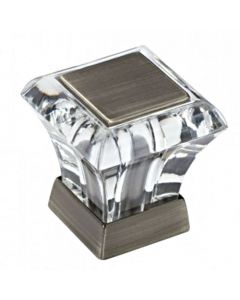 Glass / Antique Silver 1" Square Knob, Abernathy by Amerock - BP29460CAS