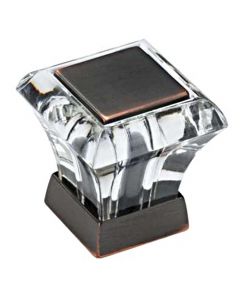 Glass / Oil-Rubbed Bronze 1" Square Knob, Abernathy by Amerock - BP29460CORB