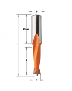 2 Flute Dowel Drill D 5.1 I 27 L 57.5 S 10x27mm RH Sold As Each