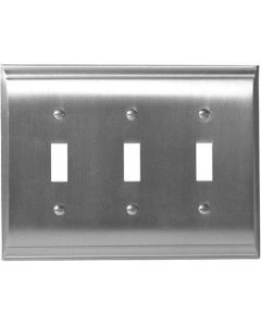 Satin Nickel 9-27/32" [250.00MM] 3 Toggle Wall Plate by Amerock sold in Each - 36502-G10