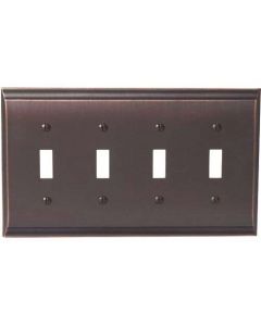 Oil Rubbed Bronze 11-5/8in. [294.90MM] 4 Toggle Wall Plate by Amerock sold in Each - 36503-ORB - Discontinued