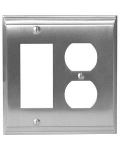 Satin Nickel 8-9/32in. [210.06MM] 1 Rocker 2 Plug Wall Plate by Amerock sold in Each - 36511-G10 - Discontinued