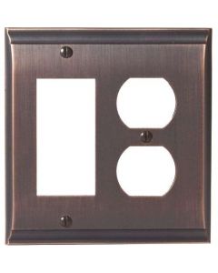 Oil Rubbed Bronze 8-9/32in. [210.06MM] 1 Rocker 2 Plug Wall Plate by Amerock sold in Each - 36511-ORB - Discontinued