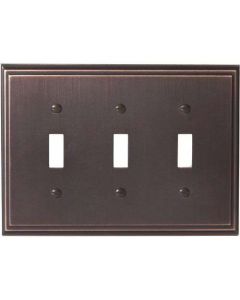 Oil Rubbed Bronze 9-27/32" [250.00MM] 3 Toggle Wall Plate by Amerock sold in Each - 36516-ORB