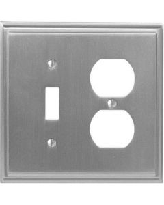 Satin Nickel 8-9/32in. [210.06MM] 1 Toggle 2 Plug Wall Plate by Amerock sold in Each - 36524-G10 - Discontinued