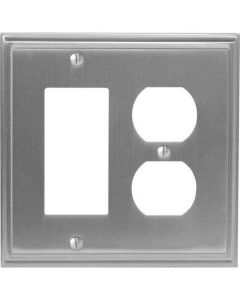 Satin Nickel 8-9/32in. [210.06MM] 1 Rocker 2 Plug Wall Plate by Amerock sold in Each - 36525-G10 - Discontinued