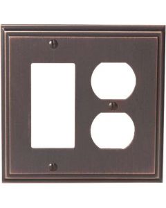 Oil Rubbed Bronze 8-9/32in. [210.06MM] 1 Rocker 2 Plug Wall Plate by Amerock sold in Each - 36525-ORB - Discontinued
