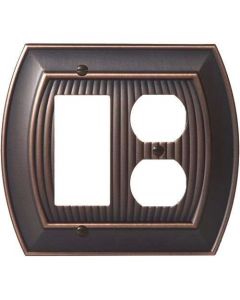 Oil Rubbed Bronze 8-9/32in. [210.06MM] 1 Rocker 2 Plug Wall Plate by Amerock - 36539ORB - Discontinued