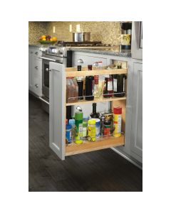 5" Base Organizer with Blum soft-close slides for 9" Full Height Base Cabinet Natural, SKU: 448-BCSC-5C