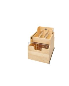 Natural Maple Two-Tier Cookware Organizer for 18" base cabinet with Blum MOVENTO, SKU: 4CW2-18SC-1
