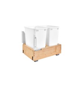 Double 35 Quart Bottom Mount Wood Pull-Out Waste Container White, SKU: 4WC-18DM2