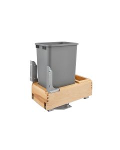 Single 50 Quart Bottom Mount Wood Waste Container with Rev-A-Motion Slides Metallic Silver, SKU: 4WCBM-1550DM-1