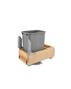 Single 35 Quart Bottom Mount Wood Waste Container with Rev-A-Motion Slides Metallic Silver, SKU: 4WCBM-15DM-1