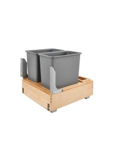 Double 30 Quart Bottom Mount Wood Waste Container with Rev-A-Motion Slides Metallic Silver, SKU: 4WCBM-2430DM-2