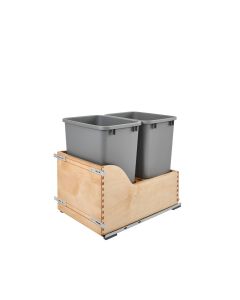 Double 35 Qt. Wood Bottom Mount Waste Container Kit With Blum Tandem Natural, SKU: 4WCSC-1835DM-2