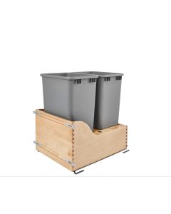 Double 50 Qt. Wood Bottom Mount Waste Container Kit With Blum Tandem Natural, SKU: 4WCSC-2150DM-2