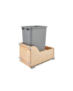 Single 50 Qt.  Wood Bottom Mount Waste Container Kit With Blum Tandem and Servo-Drive Natural, SKU: 4WCSD-1550DM-1