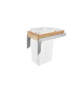 Single 50 Quart Wood Top Mount Waste Container White, SKU: 4WCTM-1550DM-1