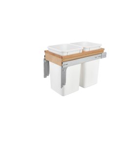 Double 27 Quart Wood Top Mount Waste Container for 1.625" Face Frame White, SKU: 4WCTM-15DM2-162