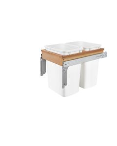 Double 35 Quart Wood Top Mount Waste Container for 1.625" Face Frame White, SKU: 4WCTM-18DM2-162