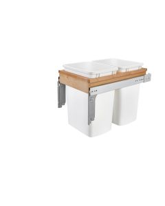 Double 35 Quart Wood Top Mount Waste Container for 1.75" Face Frame White, SKU: 4WCTM-18DM2-175