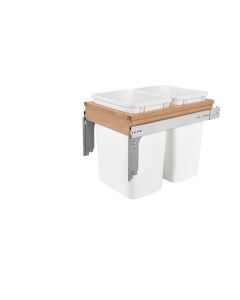 Double 35 Quart Wood Top Mount Waste Container White, SKU: 4WCTM-18DM2