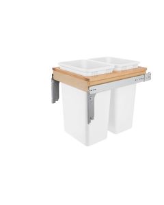 Double 50 Quart Wood Top Mount Waste Container White, SKU: 4WCTM-2150DM-2