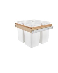 Four 27 Quart Wood Top Mount Waste Container White, SKU: 4WCTM-27-4